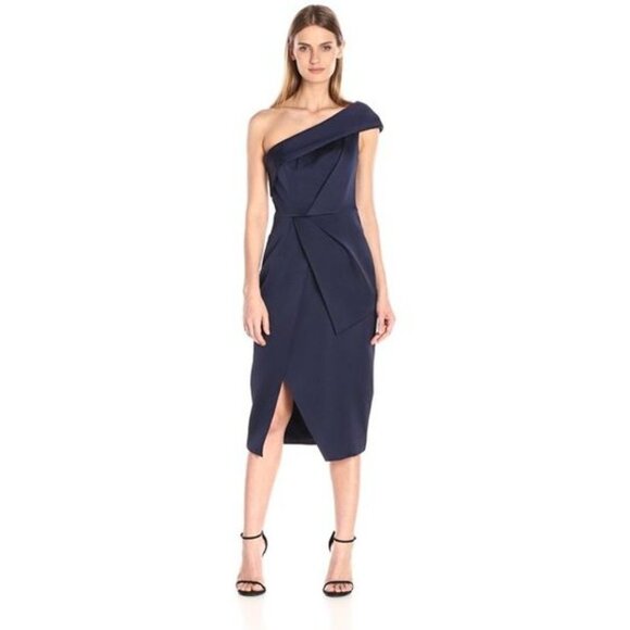 Keepsake the Label Navy Blue Asymmetrical One Shoulder Cocktail Dress - Picture 2 of 12